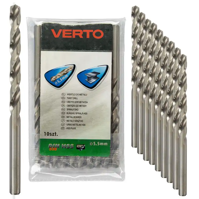 Wiertło do metalu Verto 5,5 mm HSS, 135°, 10 szt. Tylko dziś