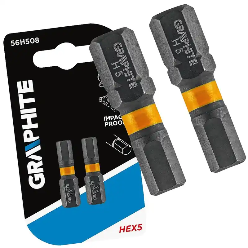 Tylko dziś Bity udarowe HEX 5 mm (imbus), 1/4", 25 mm, 2 sztuki