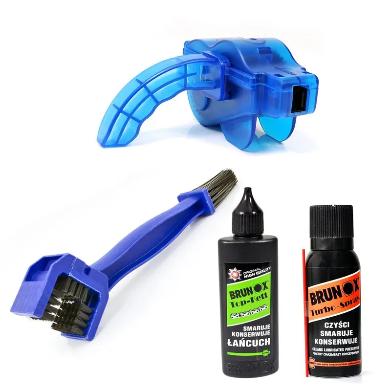 Zestaw do czyszczenia łańcucha, Brunox, szczotka, maszynka Ekspresowa dostawa