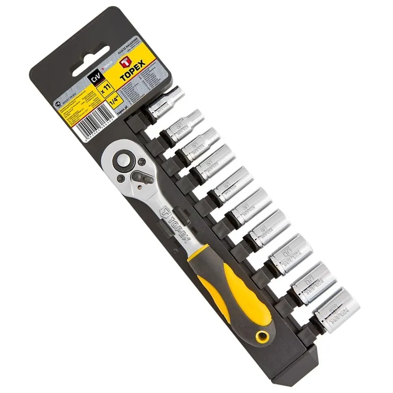 Klucze nasadowe Topex 1/4", zestaw 11 szt. Niska cena
