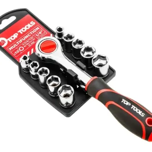Popularny Zestaw kluczy nasadowych z grzechotką 1/4", 12 elementów.