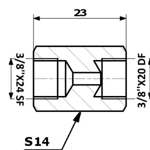 PRZEWODY HAMULCOWE ŁĄCZNIK PRZEWODÓW HAM. WEW. 3/8"X24 SF - WEW. 3/8"X20 DF Ekspresowa dostawa