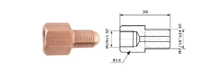Niska cena PRZEWODY HAMULCOWE ŁĄCZNIK PRZEWODÓW HAM. WEW. M 10X1 SF + ZEW M 7/16"X24 SF