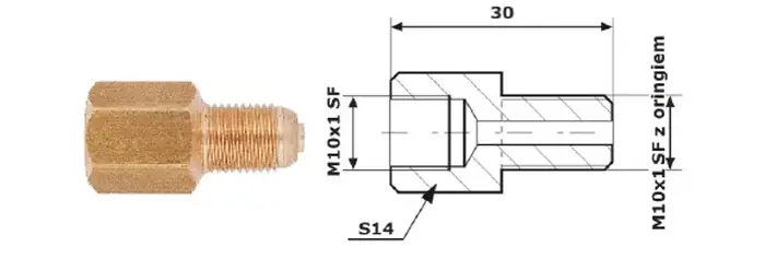 Popularny PRZEWODY HAMULCOWE Łącznik Przewodów Hamulcowych 87-14 WEW. 10X1 SF + ZEW 10X1 SF Z ORINGIEM