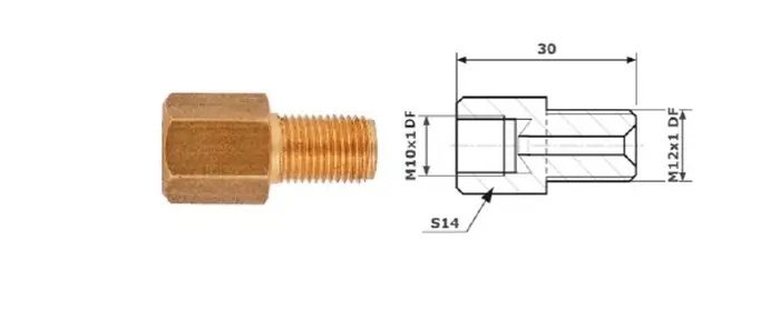 Najlepsza cena PRZEWODY HAMULCOWE Łącznik Przewodów Hamulcowych Wew. M10x1 DF + Zew. M12x1 DF 88-25