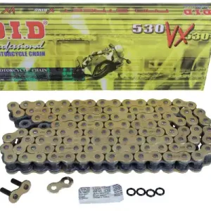 D.I.D ŁAŃCUCH NAPĘDOWY MOTO DID 530 VX X-RING Złoto-Czarny 104 ogniw Otwarty + Ogniwo DID50VXG&B-104 Bezpieczna płatność
