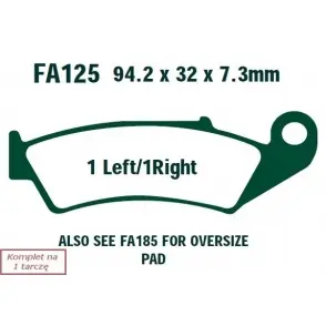 EBC Klocki Hamulcowe Motocyklowe EBCFA125TT HONDA XR 250 (91-95) / TRX 250 (88-89) / CRM 250 R (93) / CR 250 (87-88) Oferta limitowana