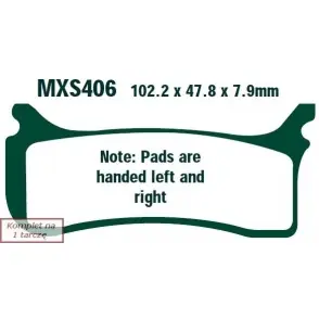 EBC Klocki Hamulcowe Motocyklowe EBCMXS406 KTM SMR 450 (04) Niska cena