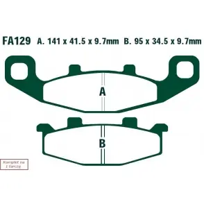 Premium EBC Klocki Hamulcowe Motocyklowe FA129 EBCFA129 do SUZUKI VX 800 (90-95)/ GSX 1100 (91-96)/ GSF 250 BANDIT (92-96)/ GS 500 (89-95)