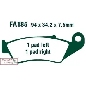 EBC Klocki Hamulcowe Motocyklowe FA185TT EBCFA185TT do YAMAHA WR 250 ZK (2T) (98) SUZUKI DR 250 (96-98) HONDA CRF 125 F (14) Autentyczny