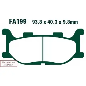 Popularny EBC Klocki Hamulcowe Motocyklowe FA199HH EBCFA199HH do YAMAHA XJ6-N DIVERSION 600 (09-13)/ XJ 600 S DIVERSION (98-03)/ XJ 600 N (98-03)/ TZR 150 R (4AP2) 0