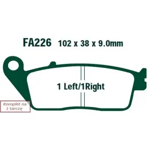 EBC Klocki Hamulcowe Motocyklowe FA226 EBCFA226 do TRIUMPH TIGER 800 (ABS) (11-14) HONDA CBF 1000 (BEZ ABS) (06-11)/CBF 600 (BEZ ABS) (04-05) Ekspresowa dostawa